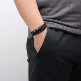 JoycuFF To My Man Gifts Anniversary Birthday Valentine's Day Father's Day Christmas Gifts for Boyfriend Husband Mens 9 inches Bracelet Black Leather Bracelet for Him