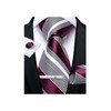 DiBanGu Burgundy and Grey Stripe Ties for Men Silk Woven