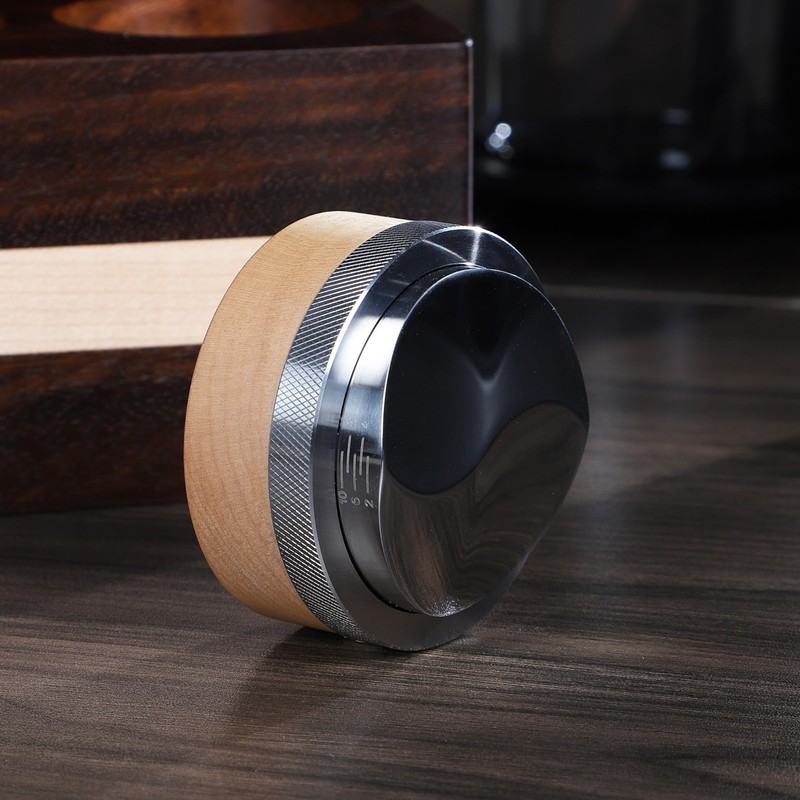 KNODOS Espresso Distribution Tool 58mm Maple Coffee Distributor Adjustable Depth