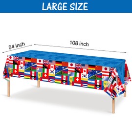 FuWeave 12 Pack International Flag Table Cover Patriotic Table Cloth World Country Flags Plastic Tablecloth for Festival Events Celebration Party Decorations Soccer Sports Beer Party, 108 x 54 Inch