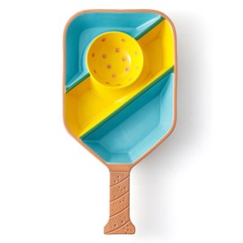 Pickleball Paddle Snack Tray - Cool Pickleball Serving Tray for Snacks - Paddle-Shaped Serving Tray with Compartments - Unique Divided Snack Tray for Pickleball Fans - Ceramic Kitchen Snack Holder