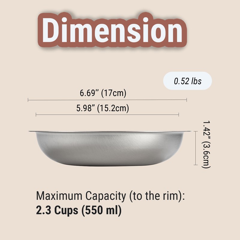 PEDAY 18/8 Stainless Steel Cat Bowls, Whisker Friendly, Human Grade,