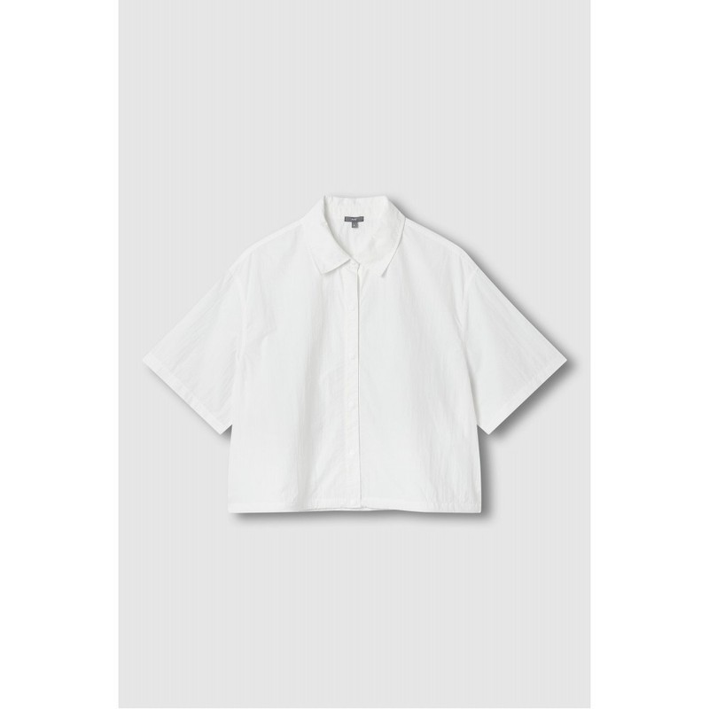 JAJU [JAJU] Women's Crisp Short-Sleeve Shirt_White