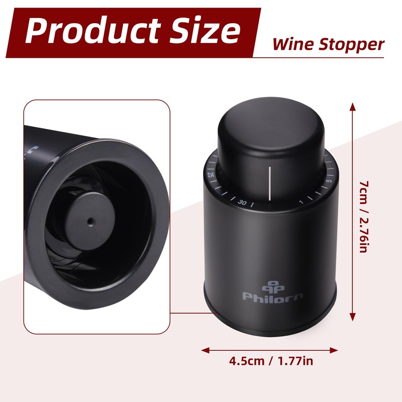 2 PACK Wine Bottle Stoppers, Philorn Vacuum Wine Stoppers -