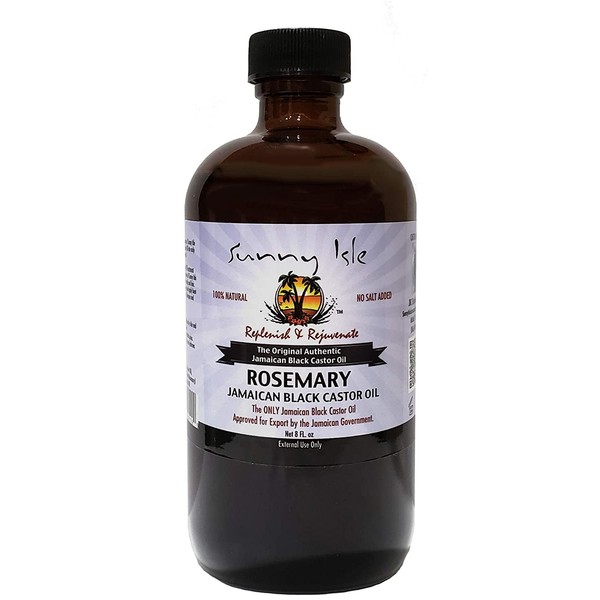 Sunny Isle Rosemary Jamaican Black Castor Oil 8 Ounce for Hair Growth and Skin Care