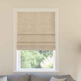 Sun Zero Seraphina Textured 100% Total Blackout Cordless Roman Shade, Taupe, 31" W x 64" H