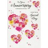 Anniversary Card - Flowers Hearts - Couple Wedding Anniversary -