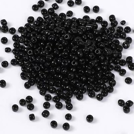 XIENBAOFU 1000PCS 3mm Glass Beads for Jewelry Making,Glass Seed Beads Craft Beads for DIY Bracelets Necklaces Supplies Friendship Earring Ring Making (Black-3MM-1000PCS)