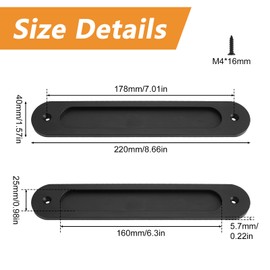 MOROBOR 2Pcs Black Recessed Door Handles, Finger Flush Pulls Oval Cabinet Drawer Invisible Pull Sliding Barn Door Handle Pocket Door Pull for Sliding Barn Door Cabinet Wardorbe