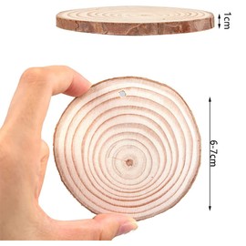 20 Pcs Natural Wood Slices 6-7cm Drilled Hole Unfinished Log Discs Wooden Circles with 10M Natural Jute Twine for DIY Crafts Christmas Ornaments Wedding Decorations