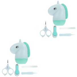 Vaguelly 2sets Infant Nail Scissors Nail Clippers Set File Tweezers Abs Stainless Steel Baby Safe 4pcs*2