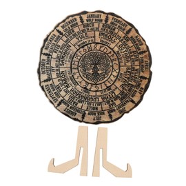 SEWACC Wooden Decorations Vintage Handmade Calendar Decorative Wheel Calendar Wheel of The Year Wall Decor Wiccan Calendar Board Wheel of The Year Calendar Wicca Calendar 2025 Calendar