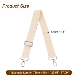 sourcing map Wide Shoulder Strap, 3.8cm Adjustable Purse Strap Replacement Crossbody Strap for Shoulder Bag Handbag, Beige, Silver Pull Core Buckle