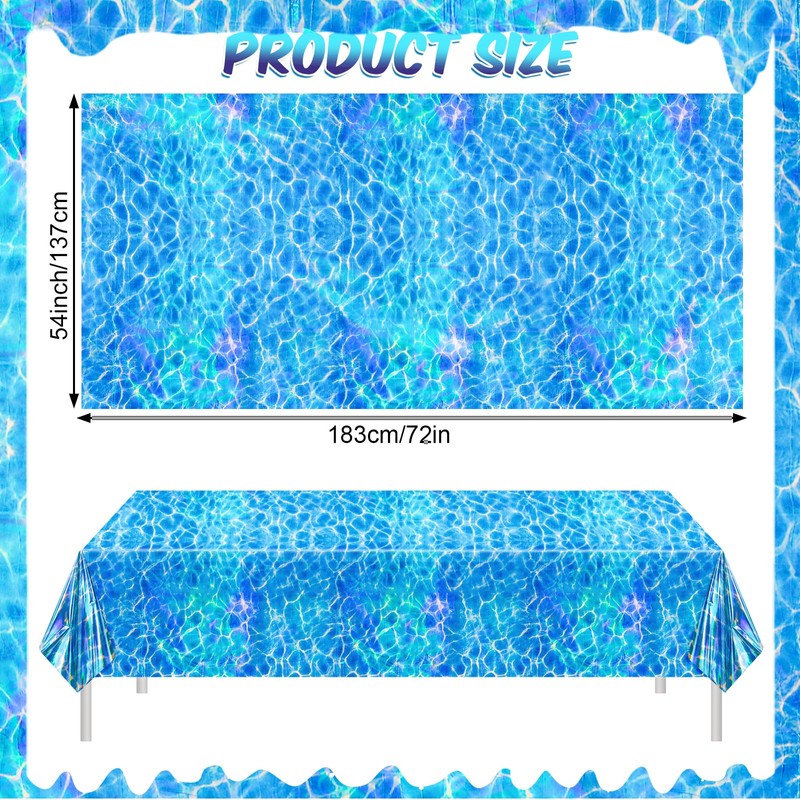 PHOGARY 2 Pcs Iridescent Ocean Wave Tablecloths, Sea Ocean Tablecloth