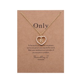 ForeveRing - Collar con Dije Colgante de Letra A a Z, Collar con Inicial y Tarjeta de Mensaje, Joyería para Mujer