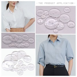 50 Pieces Clear Buttons 15mm Reversible Sew On Polyester Craft & Sewing Fine Workmanship