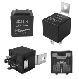 Aiqeer Pack of 2 5-Pin Car Relay, 24 V 40 A SPDT Car Relay (Black)