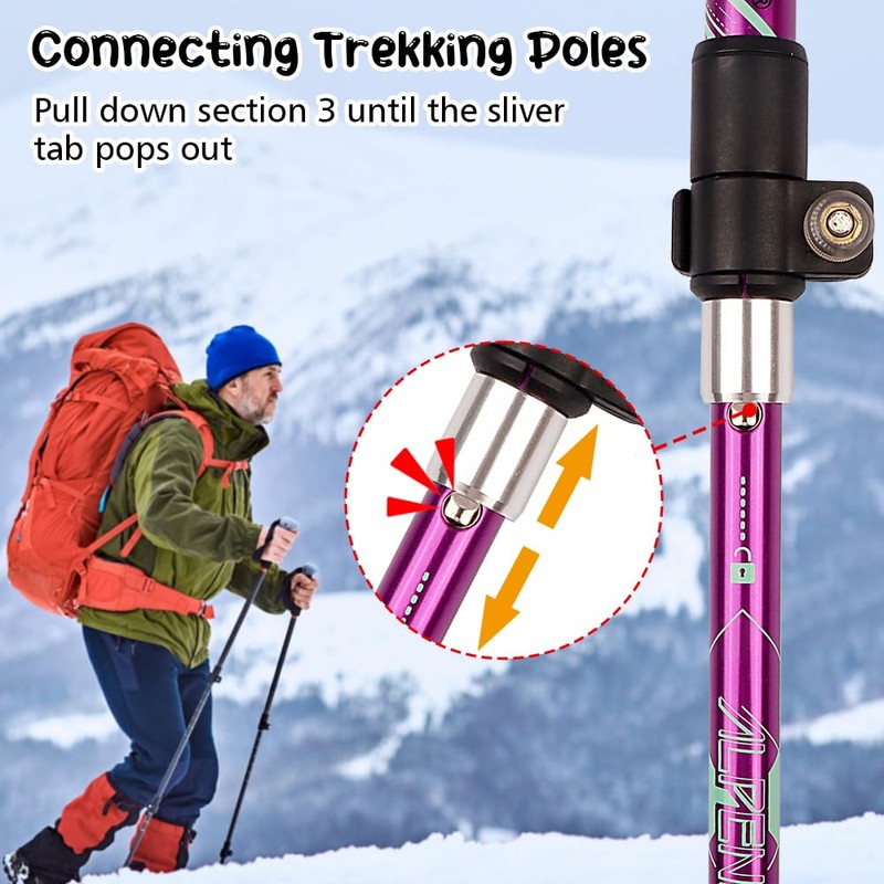 HOVIN Nordic Walking Pole for Women, Aluminium Folding Walking Pole,