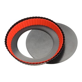 Tart Baking Pan Non Stick Removable Bottom Tart Pie Pan Carbon Steel Silicone Easy to Clean Baking Tray