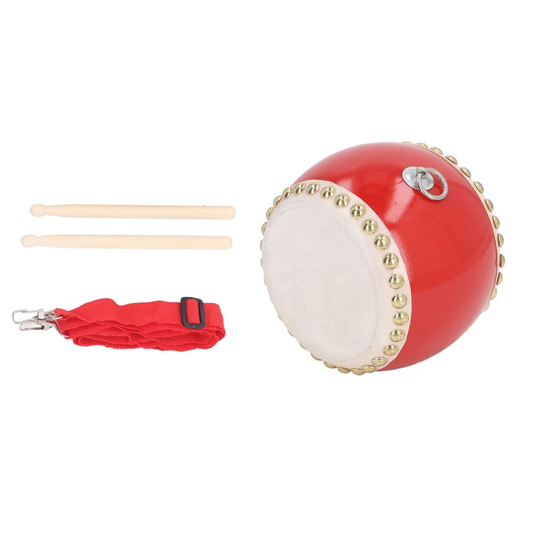 Kids Chinese Drum Plastic Sheepskin Maple Wood Red Color Children