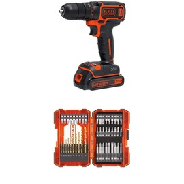 Black & Decker BDCDD120C 20V MAX Lithium Single Speed Drill/Driver w/ 46 pc accessory kit