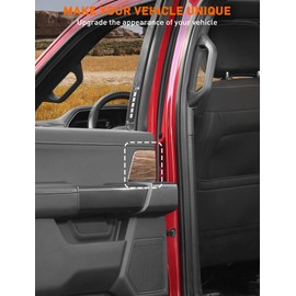 Savadicar Wood Grain Interior Accessories - Rear Door Panel Trim Cover for Ford F150 (2021-present) - Premium Texture Interior Decor Upgrade Option, 2-Piece Set