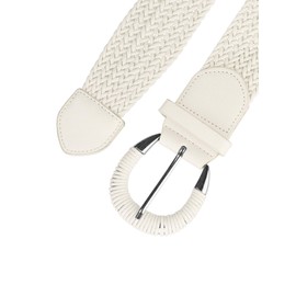 Allegra K Women's Woven Metal Buckle Waist Belt Wide Braided Belt, cream