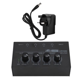 Headphone Amplifier Professional Low Noise Mini High Power 4 Channel Stereo Headphone Amplifier for Studio Stage 100‑240V UK Plug