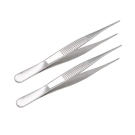 VictorsHome 5 Inch Stainless Steel Tweezers with Straight Serrated Tip Multipurpose Forceps for Craft Repairing 2 Pack