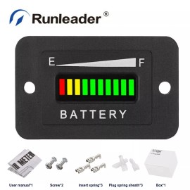 Runleader 36V Battery Indicator Meter Monitor Gauge,Lead Acid Battery Charge For Golf Cart