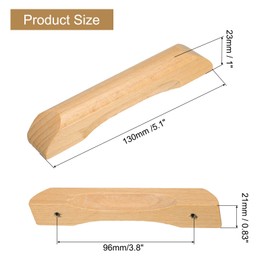 sourcing map 6Pcs Wood Drawer Pulls Handles, 96mm/3.8" Hole Spacing Bridge Shaped Beech Wood Cabinets Drawer Knobs Pull Handles for Kitchen Cabinets Furniture (Wooden, 130mm Length)