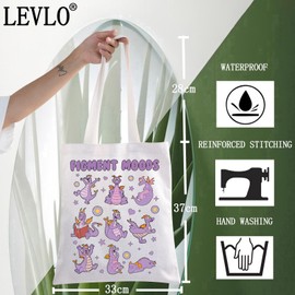 LEVLO Dragon Figment Canvas Tote Bag Figment Fans Gift Purple Dragon Figment Moods Shoulder Bag Figment Merchandise, Figment Moods Tote, M