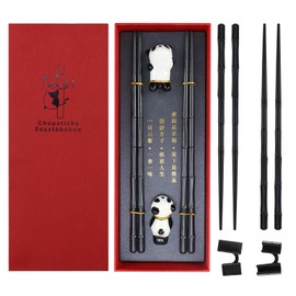 Chopsticks Fibreglass Sushi Chopsticks Set Chopsticks Reusable Chinese Chopsticks Dishwasher Safe Non-Slip Asia Chopsticks with Holder Aid in Matching Gift Box 2 Pairs