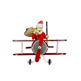 Kaladia Wooden Incense Smoker Figurine, Santa Claus on a Plane, for Incense Cones, Size M, Size: Approx. 18 cm