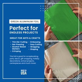 K&S Precision Metals Aluminum Crafting Foil, Green 6040 - 0.004" Thick (36 Ga) x 12" Wide x 24" Long (1 Roll) - DIY Crafts, Repairs, Home Décor, Made in USA