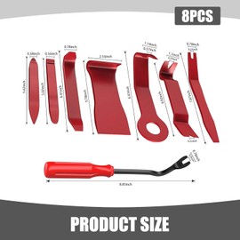 Dogary 8 PCS Car Trim Removal Tool Kit, Panel Fastener Clips Removal Tool, Vehicle Plastic Upholstery Crowbar for Removing Car Audio, Dashboard, Window Trim Fastener (Red)