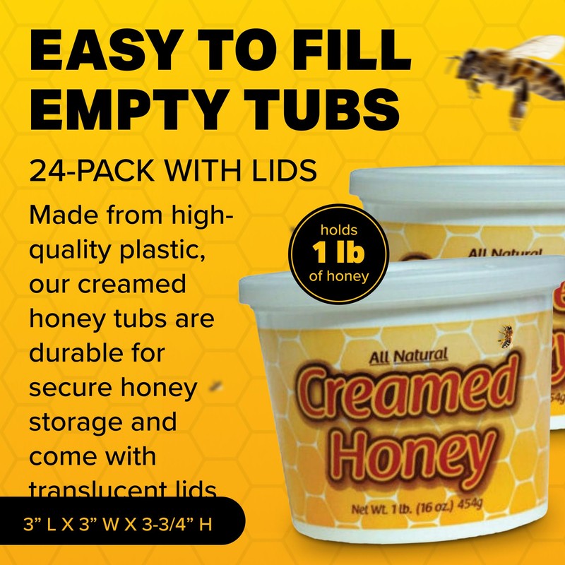 Mann Lake Premium Creamed Honey Tubs, Durable, Airtight Containers with