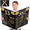 Kuxriox Large 13th Birthday Card with Envelope, Black Gold Happy