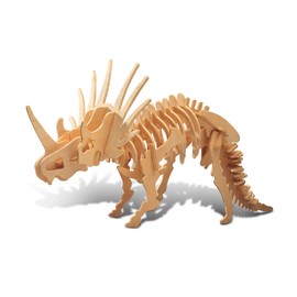 Puzzled 3D Puzzle Styracosaurus Dinosaur Wood Craft Construction Model Kit Educational DIY Wooden Dino Toy Assemble Model Unfinished Crafting Hobby Puzzle to Build & Paint for Decoration 41pc Pack
