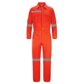 KTWOLEN Mens Workwear Coveralls Work Mechanic Jumpsuits Long Sleeve Coverall Work Wear Multi Pockets, Orange, M