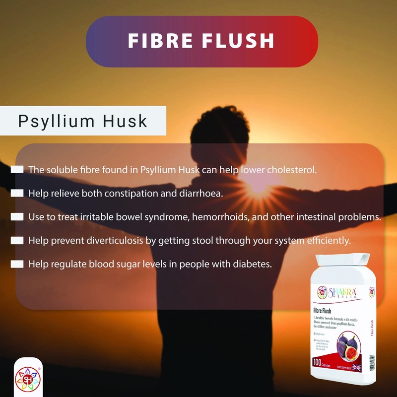 Fibre Flush 100 Capsules to Cleanse The Gut, Increase Stool
