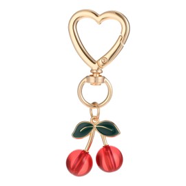 Alrhso Cherry Keychain Cute Cherry Charm with Love Keychain Ring, Mini Red Cherries Decor Bag Accessories Charms for Women Purse Handbags Car Keys