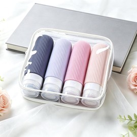 4 Pcs Botellas de Viaje de Silicona, Accesorio Portátil de 90 ml