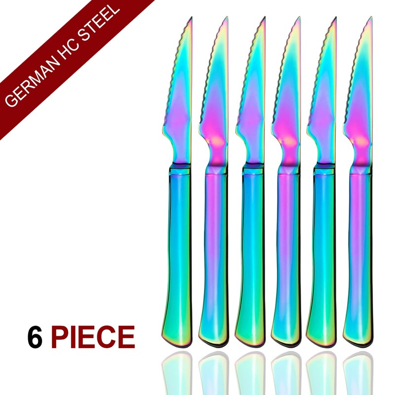 culterman Ultra-Sharp Stainless Steel Cutlery Set,Dinner Knives 6-Piece kitchen Serrated