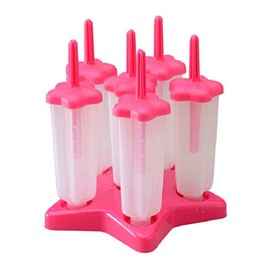 Ice Lolly Mould, DIY Ice Cream Pop Moulds, Pack of 6 Popsicle Moulds, Ice Lolly Maker, Reusable for Children (Pentagram Red)