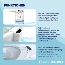 Bellaria "Air Cube" Automatic Toilet Odour Neutralisation • Air Purifier with Ionisation Technology Against Odours • For a Fragrant Bathroom/Toilet/Toilet