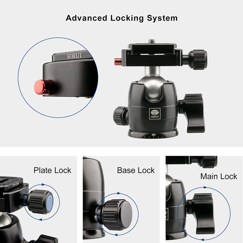 SIRUI Tripod Ball Head, 360 Degree Rotating Panoramic Ball Head