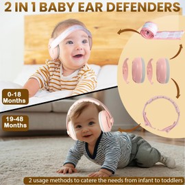 Dekukar 2-in-1 Baby Ear Defender for Babies Toddlers up to 36 Months - CE & UKCA Certified - Noise Reduction Earmuffs Baby Headphones Against Hearing Damage & Improves Sleep Pink