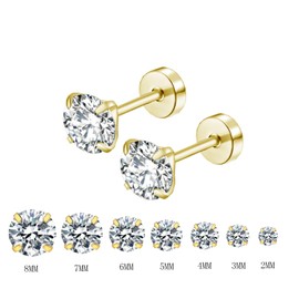 HinDaLi 7 Pairs Stainless Steel Earrings for Men Women Girls Cubic Zirconia Earrings Men Earrings Gold Stud Earrings Women Earrings Studs Screw Back Earrings Gold Earrings Studs Flat Back Helix
