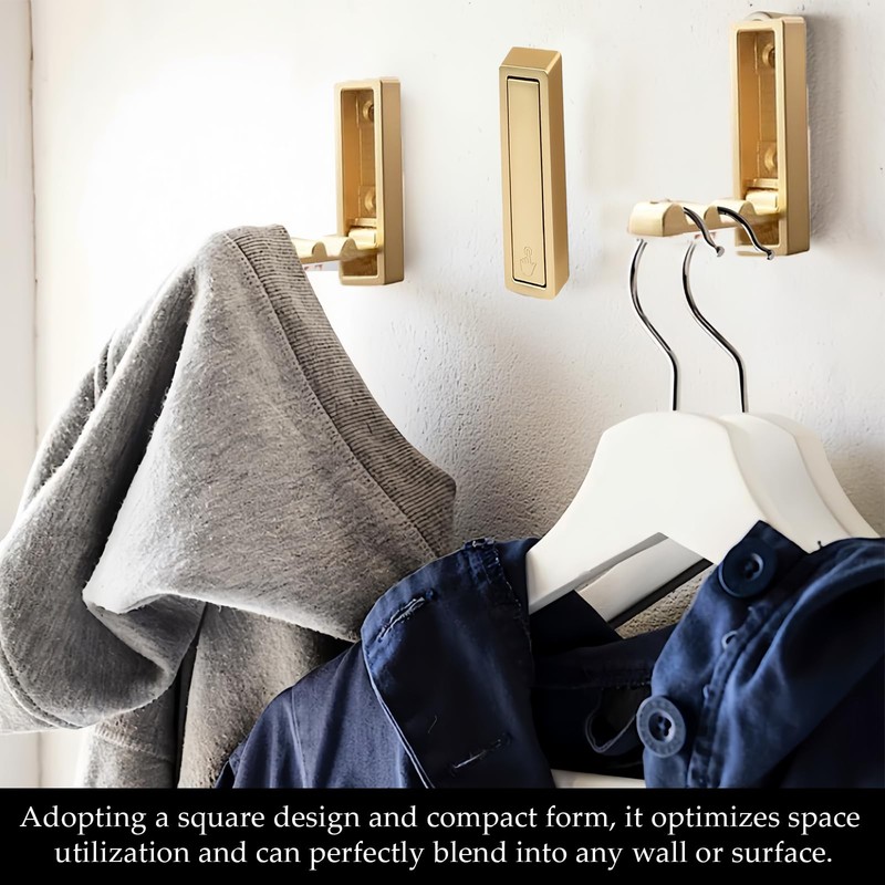 hioseyre 2 Pcs Foldable Wall Hooks,Gold Hooks for Hanging Heavy
